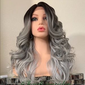 Grey Ombré 22” Curly Wig
